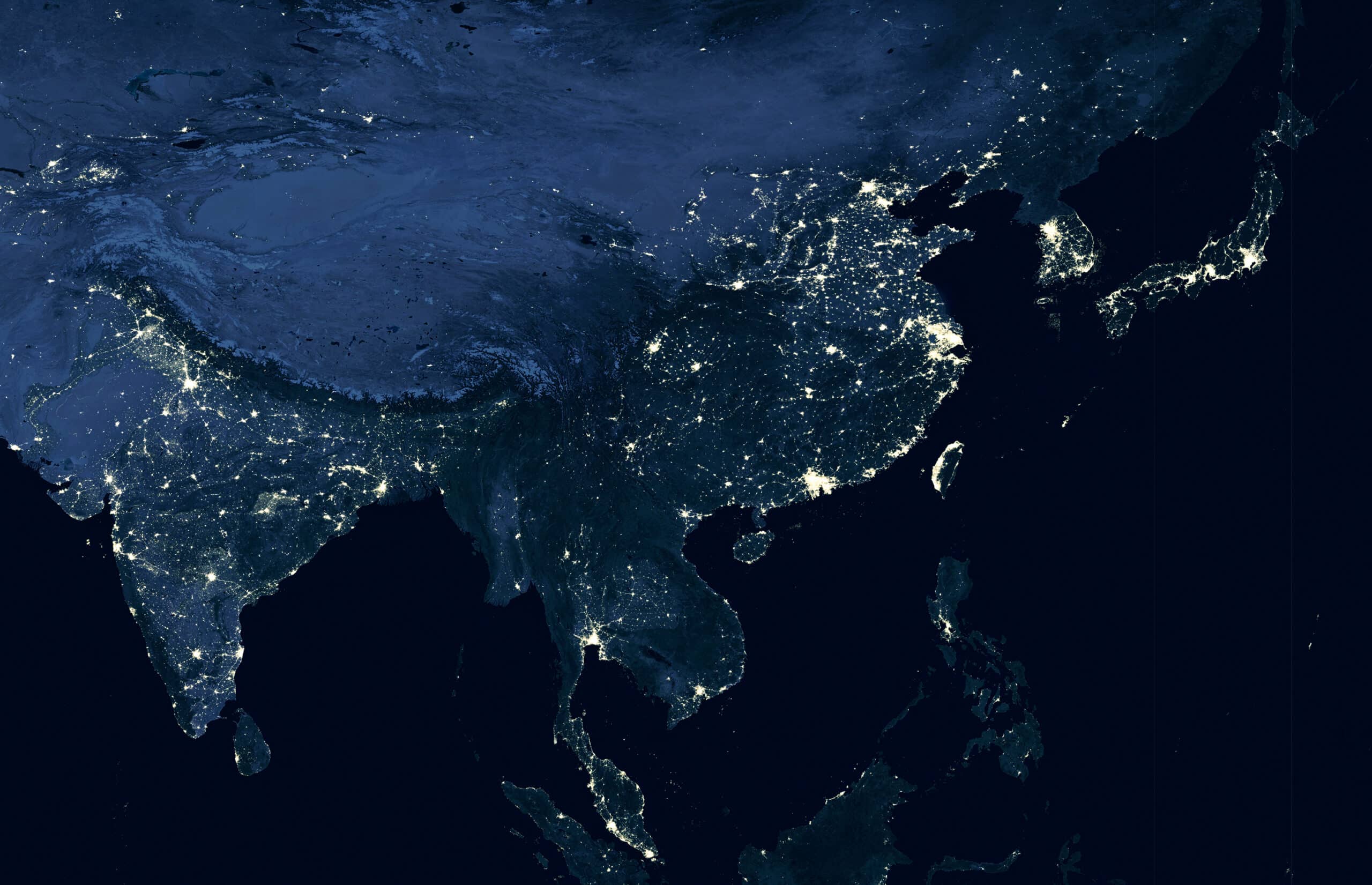 Nighttime satellite view of Asia APAC